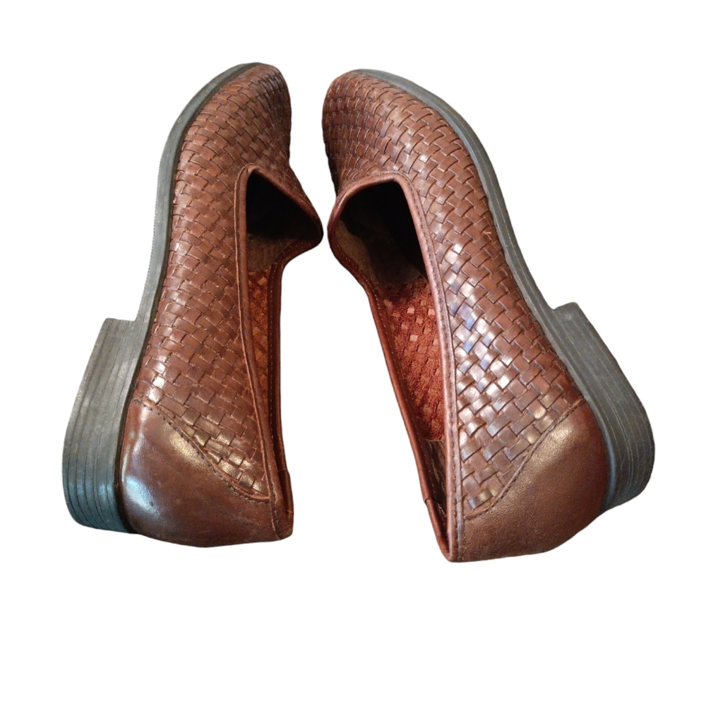 Leather Craft Sandra B braided woven leather brown loafers mint condition sz 8.5 - Picture 5 of 8